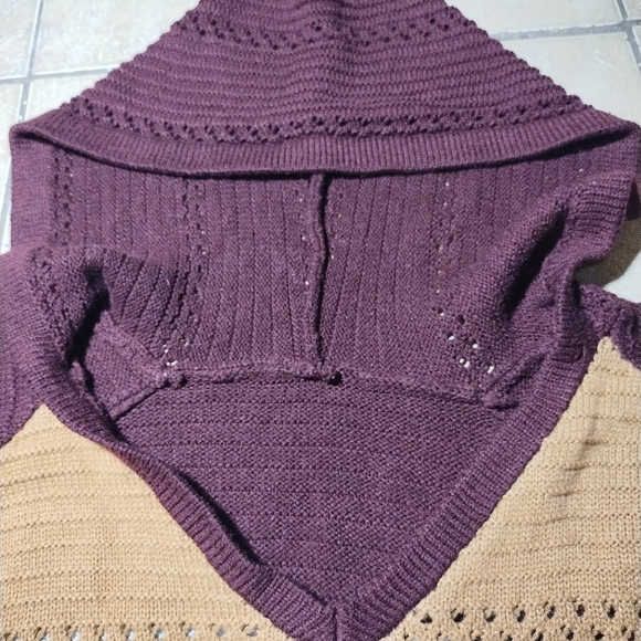 Women's Stripped Cropped Multicolored Knit V Neck Hoody Size 2XL - Picture 3 of 13